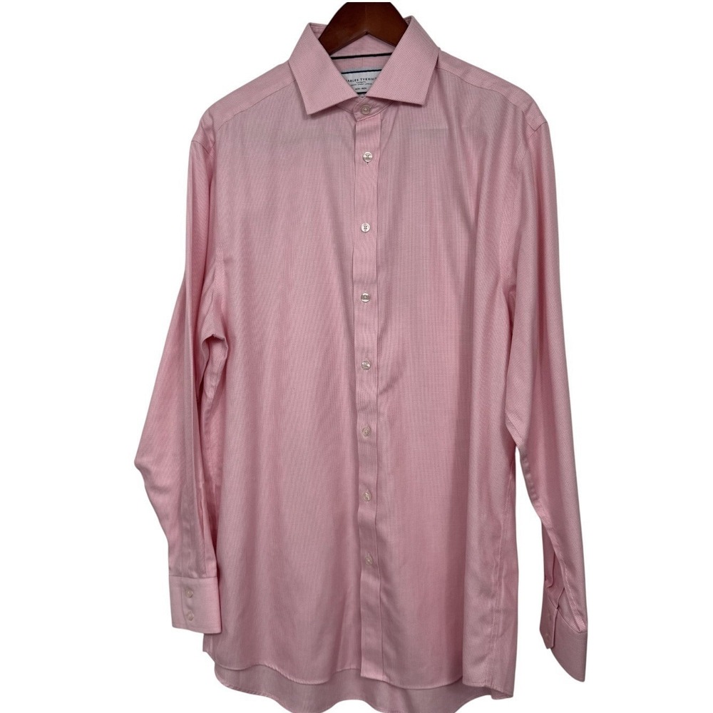 Charles Tyrwhitt Dress Shirt Mens 16.5 35 Pink Non Iron Classic Fit 100% Cotton